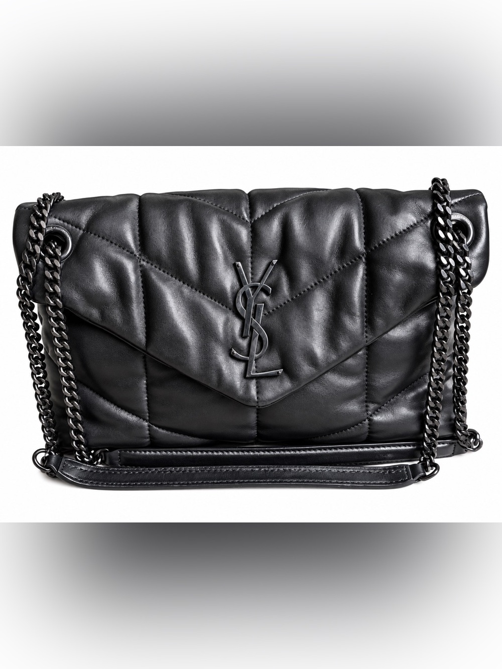 Saint Laurent YSL Black Quilted Leather Shoulder Bag | Black on Black Chain Bag